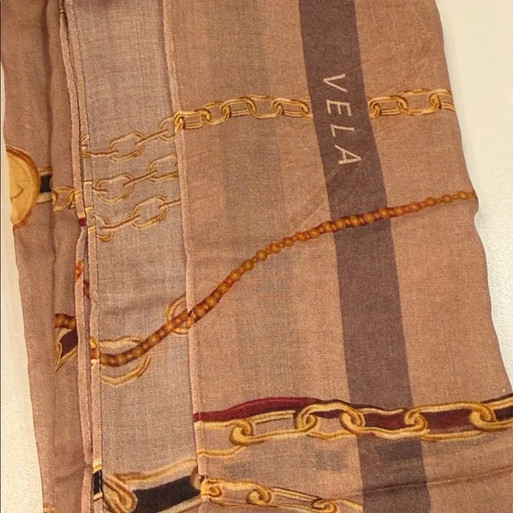 Vela NEW Modal Hijab Beige and Brown Chain Scarf - Picture 5 of 6